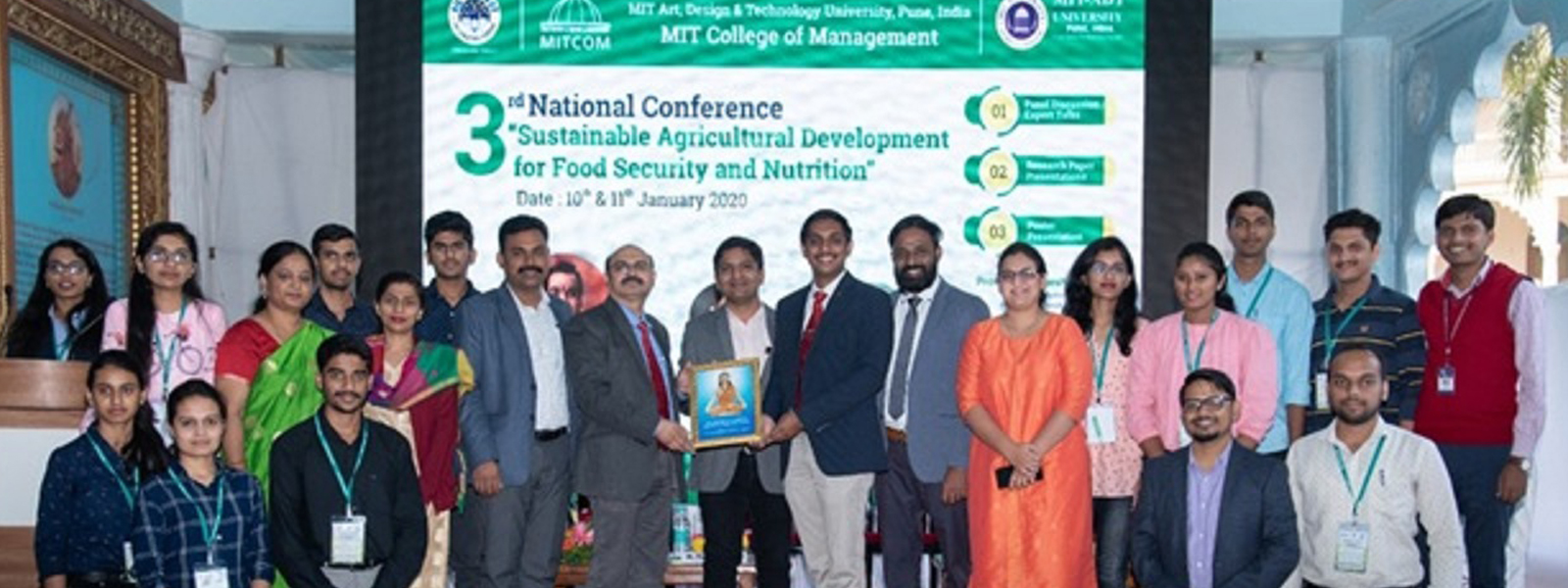 Token of Appreciation given by MIT university Pune to Students of K K Wagh College of Food Technology, Nashik for largest participation on in national conference held  on 10th to 11th January, 2020.